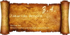Zakariás Arnold névjegykártya